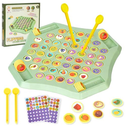 2026 Fruit Turn Around Chess Strategy Chess Game, DIY Fruit Matching Chess Boards,Chess Game for Kindergarten Gathering Activity