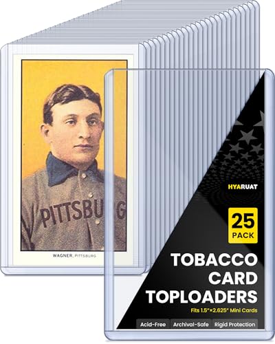 Tobacco Toploaders 25 Pack, 1.65 x 2.87 in | 35PT Hard Plastic Card Sleeves for T205 T206 Vintage Cigarette Cards & Mini Baseball Cards, Rigid PVC Top Loaders, Blue Tint