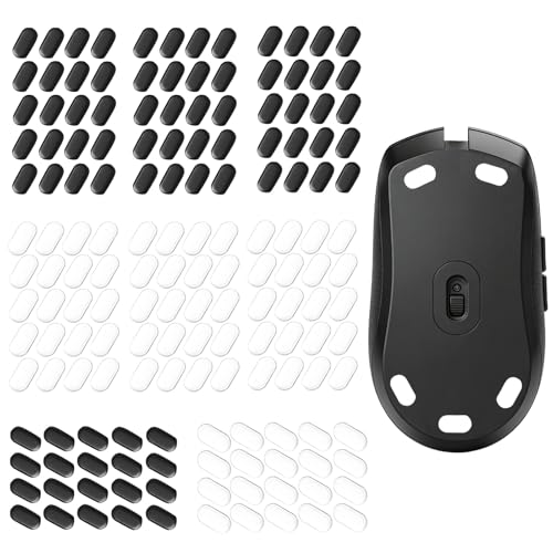 160 Dot Mouse Skates, Universal Glass Mouse Skates for Gaming Mice, Custom Glide and Control Dots for Esport Players, Smooth Movement on Cloth and Glass Mouse Pads (Black & White) - size: 7x14mm White & Black