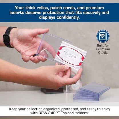 BCW Thick Card Topload Holder | Holds Relic, Patch, and Jersey Cards | Protective Card Sleeves for Collectibles and Trading Cards | Protective Rigid Plastic Display Card Holder (240 pt. / 7 MM) - color: 240 Pt. / 7 Mm