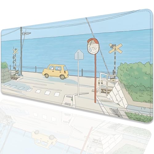 Cute Desk Mat Kawaii Anime Large Gaming Mouse Pad Cartoon Rabbit Desk Pad,Stitched Edges Non-Slip Waterproof Rubber Base Mous Mat for Office,Computer,Keyboard,Laptop and Home Desk Pad(27.5X11.8 in) - color: Cartoon Anime