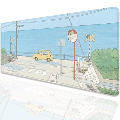Cute Desk Mat Kawaii Anime Large Gaming Mouse Pad Cartoon Rabbit Desk Pad,Stitched Edges Non-Slip Waterproof Rubber Base Mous Mat for Office,Computer,Keyboard,Laptop and Home Desk Pad(27.5X11.8 in) - color: Cartoon Anime
