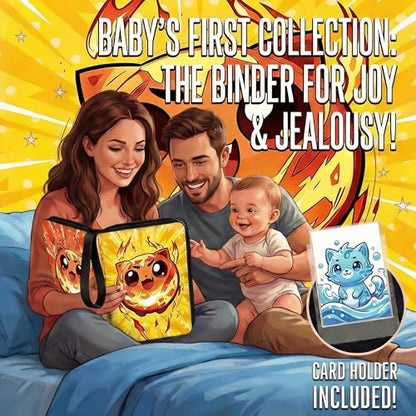Trading Card Binder Small 4 Pocket,capacity of 400 Cards, 50 Clear Sheets Included, 3 Rings And Zipper, Cards Binder, Collector Binder, Water Proof with Dragon Design (RedFire Ball, Small) - color: RedFire Ball, size: Small