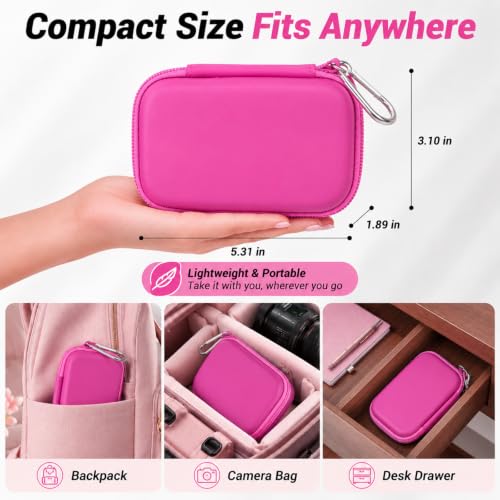 Comecase Dual SSD Case for SanDisk Extreme Portable SSD and Extreme PRO | Holds 2 Drives & 12 SD Cards, Elastic Strap Fit 500GB/1TB/2TB/4TB/8TB, Cable Groove & Carabiner for Travel,Rose Red, Box Only - color: Rose Red