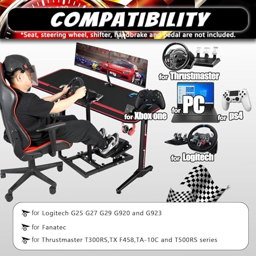 Supllueer Racing Wheel Stand Fit for Logitech G25 G27 G29 G920, for Thrustmaster T300RS T500RS, Racing Simulator Game Stand without Steering Wheel Pedal Shifter
