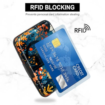 Credit Card Holder, Mini Aluminum Card Wallet RFID Blocking Slim Metal Hard Card Case for Women Men, Cute Cat - color: Cute Cat