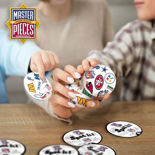 Spot It! NFL Edition Card Game – Fast-Paced Matching Game Featuring Official NFL Team Logos & Football Symbols – 55 Cards with 5 Mini Games – Family Party & Travel Game for Kids & Adults - style: League