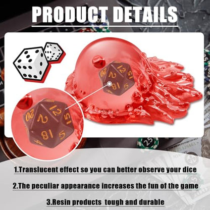 Deekin Translucent Cube Dice Storage with 7 Polyhedral Dice Set, Resin Cube Holder for TTRPG Tabletop Role Playing Game Fantasy Tabletop Gaming(Pink) - color: Pink