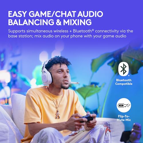 Logitech G Astro A50 X Multi-Platform Wireless Gaming Headset + Base Station for PS5/Xbox/PC: PLAYSYNC Video & Audio Switcher, HDMI 2.1 4K 120Hz VRR, <24bit/48kHz, 24hr Battery, 2.4GHz & BT - White - color: White, style: PLAYSYNC Video & Audio