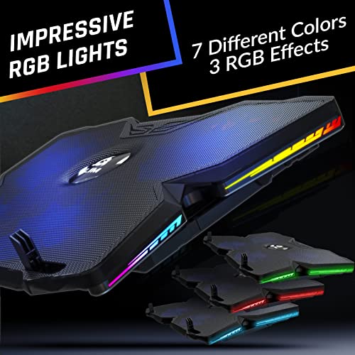 KLIM Wind Laptop Cooling Pad - More Than 500 000 Units Sold - New Version - The Most Powerful Rapid Action Cooling Fan - Laptop Stand with 4 Cooling Fans at 1200 RPM - USB Fan - PS5 PS4 - RGB - color: RGB