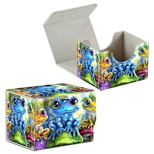 Card Deck Box for Trading Cards Commander Deck Box Card Storage Box with Strong Magnet Magic Premium Gathering Deck Box Cover for TCG CCG Magic Cards,Cute Frogs Mushrooms - color: Cute Frogs Mushrooms, size: A Card Case