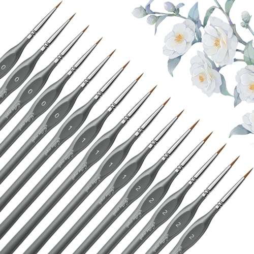 Golden Maple Miniature Paint Brushes, 15PC Model Brushes Micro Detail Paint Brush Set, Fine Detailing for Acrylics, Oils, Watercolors & Paint by Number, Figurine (Grey) - color: Gray