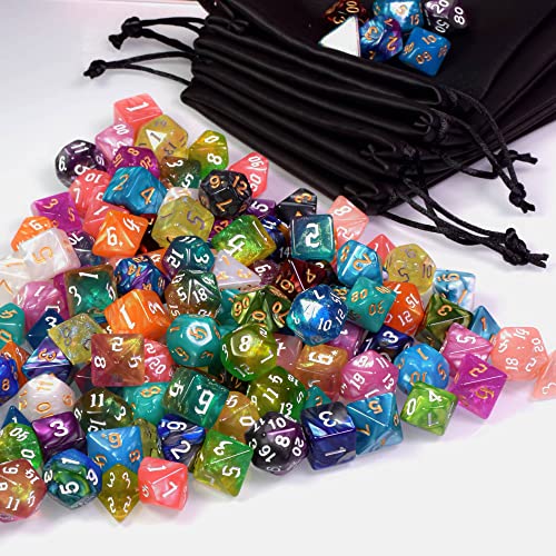 DND Dice Sets, 175Pcs Polyhedral D&D Dice with 4 Leather Bags for D&D Role-Playing Games, RPG Table Games(25Sets) - color: 25sets/175pcs