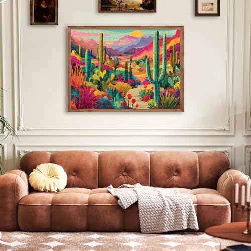 500 Piece Puzzle for Adults, Desert Landscape Cacti Mountain Jigsaw Puzzle 500 Piece for Seniors Teens, Family Puzzles Game Interlock Perfectly No Dust, Home Decoration Puzzles Birthday Party Gift - style: Desert Cacti Puzzle