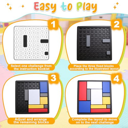 2 Pcs Logic Puzzle Brain Teaser Game for Adults, 88 Challenges 4 Difficulty Levels Logic Puzzles, Portable STEM Educational Thinking Game Toy for Classroom, Family Brain Training