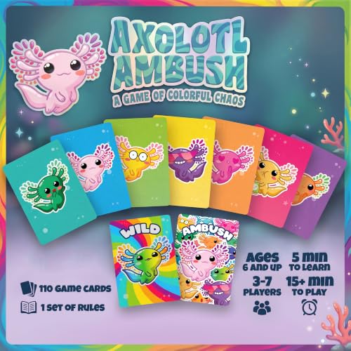 AQUARIUS Axolotl Ambush Card Game - Great Family Fun - Ages 6+ - Officially Licensed for Fun - Axolotl Card Game - Merchandise & Collectibles
