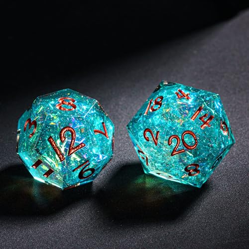7PCS DND Dice Set,Handmade Sharp Edge Dice Set D&D RPG Polyhedral Die,for Dungeons and Dragons TTRPG Games Roleplaying Games Pathfinder,with Gift Box(Blue and Black) - color: Blue and Black