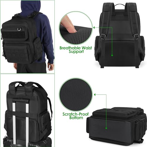 PGmoon Travel Tactical Backpack Compatible with Xbox Series X Console | Carrying Case Bag with Individual Room for Console, Plenty of Pockets for Controllers, Headphone and More(Patent Design)