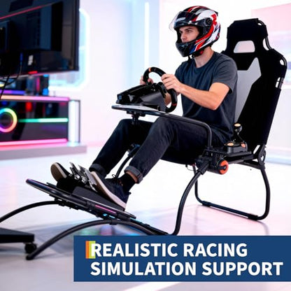 Racing Wheel Stand,Foldable Racing Simulator Cockpit for g923/g920/g29, Steering Wheel Stand & Foot Pedal Angle Adjustable,Sim Racing Cockpit for Thrustmaster t248p, Fanatec, Hori, Mad Catz. - size: 59.5x33.9x44.5in