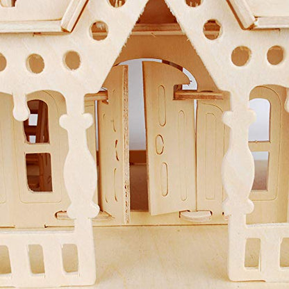 NWFashion Wooden Dream Dollhouse DIY Kits 3D Puzzle for Christmas Party Halloween House (Dream House) - color: Dream House