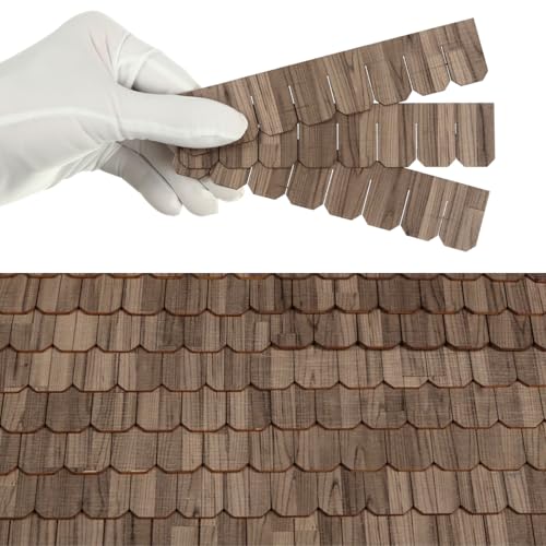 Miniature Roof Shingle Strips for 1:12 Scale Dollhouse Roofing | Set of 25 strips, REDUCIO! - color: Creamy Gray