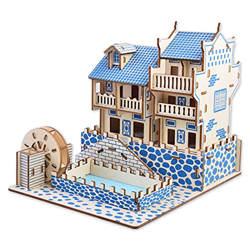 3D Puzzle for Kids, Puzzle for Adults, Cafe Model Kids Puzzles Toys DIY Arts and Crafts for Boys and Girls (8 + Years Old) 63Pcs - color: Ancient Town