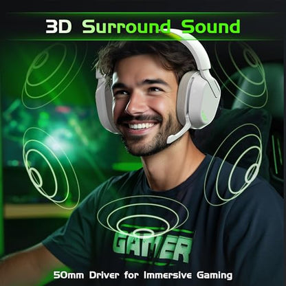 Gvyugke Wireless Gaming Headset for Xbox Series X/S, Xbox One, PS5, PC, Bluetooth 6.0 Gaming Headphones with Flip-to-Mute Noise-Canceling Mic, 70-Hour Playtime, Foldable, 3D Surround Sound - Lime - color: Lime