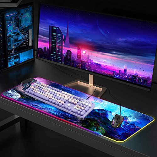 RGB Mouse Pad, Large Extended Soft Led Mouse Mat with Different Lighting Modes, 900 x 400mm / 35.4 * 15.7Inch - color: 90x40 Rgtaiyang001