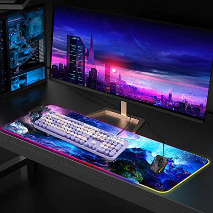 RGB Mouse Pad, Large Extended Soft Led Mouse Mat with Different Lighting Modes, 900 x 400mm / 35.4 * 15.7Inch - color: 90x40 Rgtaiyang001
