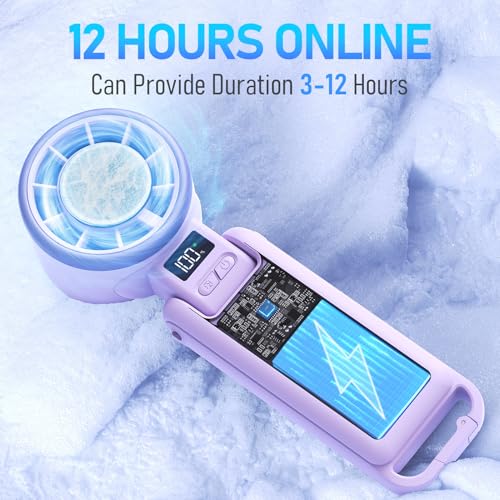 PlayHot Portable Handheld Cooling Fan, Travel Essentials, Gifts for Women | Instant Cooling, 10m/s Airflow, 5-Speed, 10H Max, USB-C Rechargeable, LED Display, 3-in-1 Foldable for Cruise, Beach Vacation - color: Purple