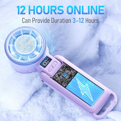 PlayHot Portable Handheld Cooling Fan, Travel Essentials, Gifts for Women | Instant Cooling, 10m/s Airflow, 5-Speed, 10H Max, USB-C Rechargeable, LED Display, 3-in-1 Foldable for Cruise, Beach Vacation - color: Purple