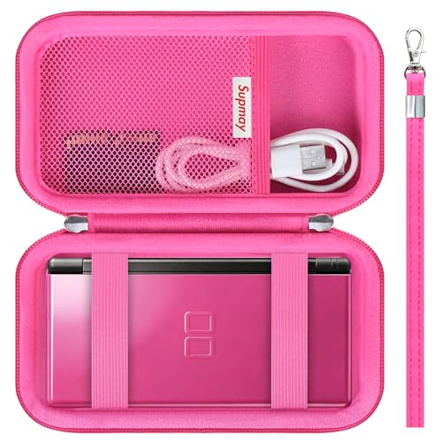 Supmay Carrying Case for GAMPLAE Handheld Game for Kids, 258 Retro Video Games Portable Gaming Player Storage Holder Travel Bag with Mesh Pocket for 3 Game Cards, Earphone,USB Cable, RoseRed - color: RoseRed