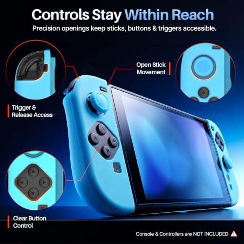 TNP JoyCon Cover for Nintendo Switch 2 Controller Case, Light Blue | 2-Piece Anti-Slip Skin Set for Left and Right Joy-Con 2 Controllers with Matching Thumb Grip Caps; Controllers Not Included - color: Light Blue