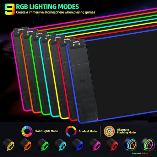 Mouse Pad with Wireless Charging, Large Desk Mat with Adapter, 31.5"x15.7" | RGB Gaming Mousepad with Ultra-Smooth Surface, Non-Slip Rubber Base, Waterproof Computer Keyboard Pad for Gamer, Black - color: Black-rgb(with Charger & Cable)