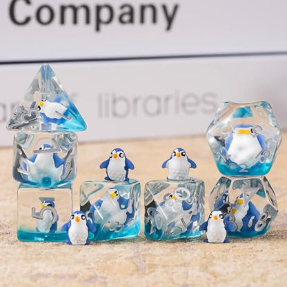Polyhedral D&D Dice Penguin Dice,Resin Penguin DND Dice Set for Dungeons and Dragons MTG RPG Board Games - color: Penguin2