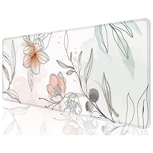 Desk Mat, 32" x 12" XXL Extended Large Gaming Mouse Pad, Desktop Decor Desk Pad, Cute Men Women Office Supplies and Accessories, XL Mouse Mat for Laptop & Keyboard, Watercolor Flowers - color: Watercolor Flowers, size: 32L x 12W inches