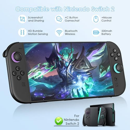 Switch 2 Controller Compatible with Nintendo Switch 2 Controller, Replacement Wireless Controller for Switch 2, Support Rumble/Motion Controls/Gamechat(Pruple & Green)