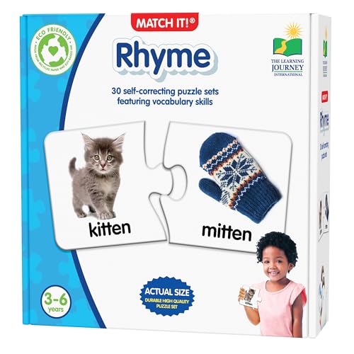 Learning Journey International Match It! - Rhyme - 30 Self-Correcting Rhyming Words with Matching Images for Emerging Readers, Multicolor
