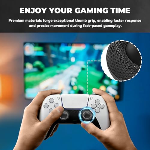 Controller Thumb Grips Replacement Caps, for PS4/PS5 Controller 12 Pack, Premium Joystick Caps for Enhanced Grip and Precision, Anti-Fingerprint, Anti-Slip, Anti-Scratch (Black)