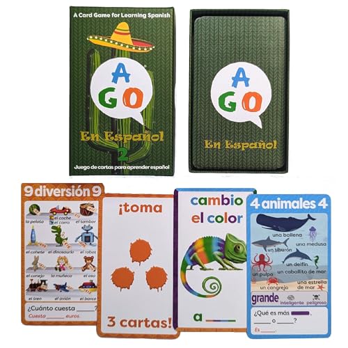AGO En Espanol 2 Card Game for Learning Spanish (Deluxe Edition) Learn Spanish The Fun Way! - Boost Vocabulary & Grammar Skills - Learning for All Ages! - style: AGO En Espanol 2