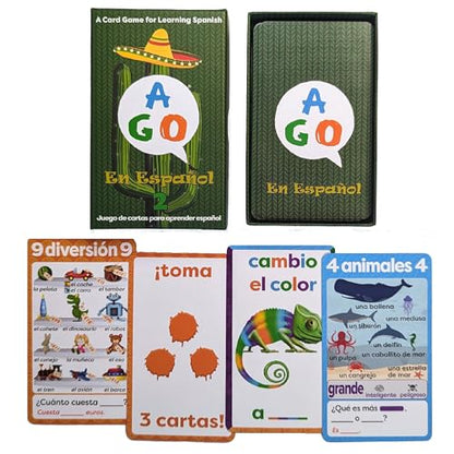 AGO En Espanol 2 Card Game for Learning Spanish (Deluxe Edition) Learn Spanish The Fun Way! - Boost Vocabulary & Grammar Skills - Learning for All Ages! - style: AGO En Espanol 2