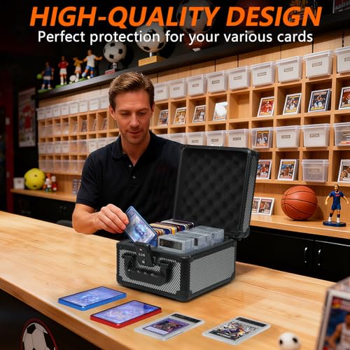 Graded Card Case Storage Box - Trading Card Case with 4 Foam Dividers, Waterproof Trading Card Holder, Compatible with PSA BGS CSG FGS Up to 80+ Cards with TSA Approved Locks (Black) - color: Black 2 Slots