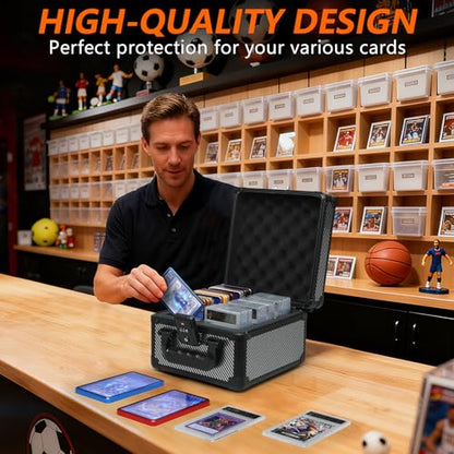 Graded Card Case Storage Box - Trading Card Case with 4 Foam Dividers, Waterproof Trading Card Holder, Compatible with PSA BGS CSG FGS Up to 80+ Cards with TSA Approved Locks (Black) - color: Black 2 Slots