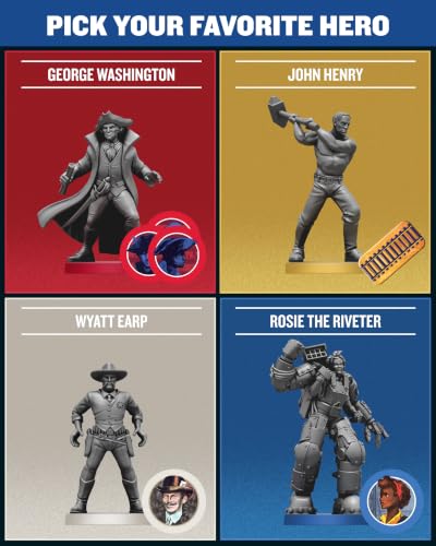Restoration Games Unmatched Stars & Stripes | Strategy Board Game for 2 to 4 Players, American Legends Expansion with Miniatures, Unique Decks, 2 Battlefields, Ages 9+
