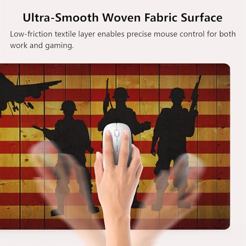 US Air Force Patriotic Large Mouse Pad, Wooden American Pride Flag Desk Mat | Keyboard Mat Stitched, 31.5" x 11.8", Military Soldier Fighter Jet Silhouette, Rustic Wood Grain, Man Cave Veteran Gift - color: Vibrant Design J11K