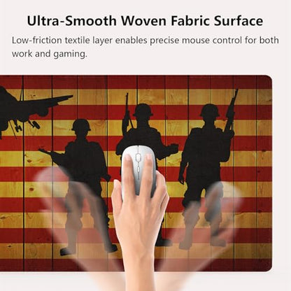 US Air Force Patriotic Large Mouse Pad, Wooden American Pride Flag Desk Mat | Keyboard Mat Stitched, 31.5" x 11.8", Military Soldier Fighter Jet Silhouette, Rustic Wood Grain, Man Cave Veteran Gift - color: Vibrant Design J11K
