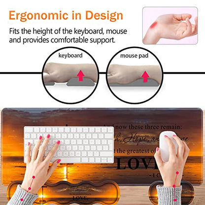 Large Gaming Mouse Pad, Keyboard Wrist Rest + Mouse Wrist Pad + Coaster Combination Set, Memory Sponge Non-Slip Base. Suitable for Office and Home, Christian Cross - color: Fok-fo1-mouse -019