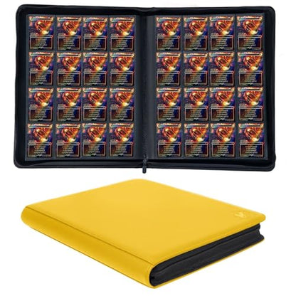 1000+ Pockets Trading Card Binder, 16-Pocket Card Ablum Compatible with MTG,Sports Cards & Other Standard Size Trading Cards (Yellow) - color: Yellow