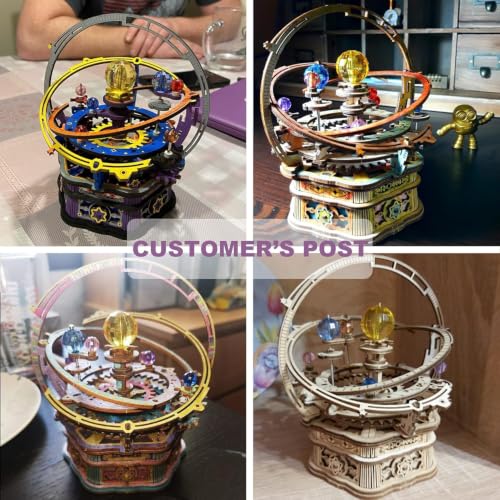 ROKR 3D Wooden Puzzles for Adults Mechanical Music Box-Starry Night, DIY Rotating Music Box Model Building Kits for Teens, DIY Crafts/Hobbies/Gifts Desk Decor for Boys Ages 14+ (Starry Night)