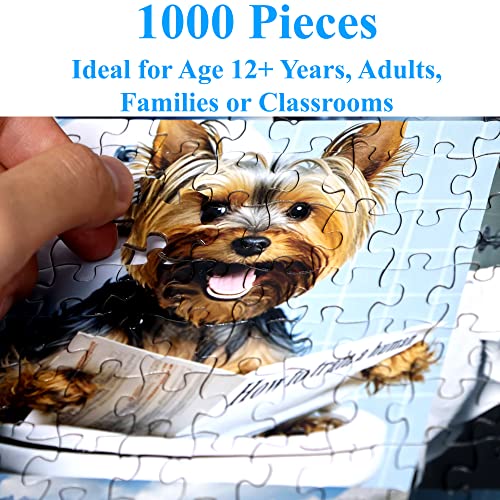 Think2Master Pooping Dogs & Puppies 1000 Pieces Jigsaw Puzzle. Pooping Puppies, Funny Bathroom Decoration, Gag Gift. Teens, Adults, Seniors & Families. Great for13+ Size: 26.8” x 18.9” - style: Pooping Dogs